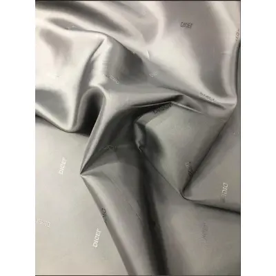 Patterned Lining Fabric, DIGER Written Coat, Jacket Lining 140cm Width, Grey-493
