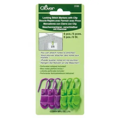 CLOVER LOCKING STITCH MARKERS WITH CLIP 3165