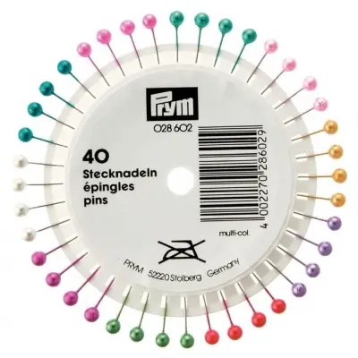 Prym Pins Pearl Head Mixed Colours 028602, 40 pieces