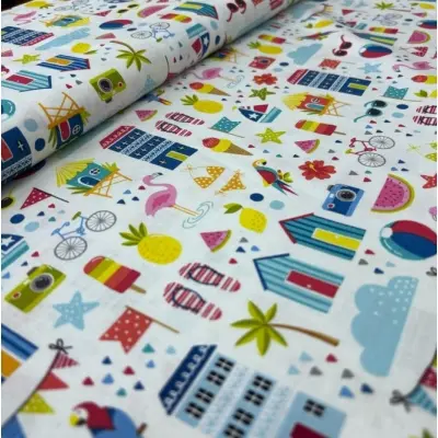 MAKOWER-UK Patchwork Fabric 2438-W