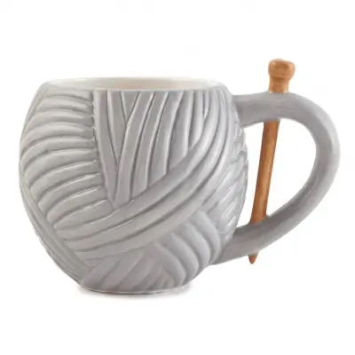 Ball Shaped Mug, Ceramic Cup, Grey, Gift
