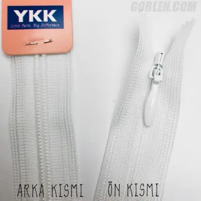 YKK Hidden Zipper 22cm White, 501