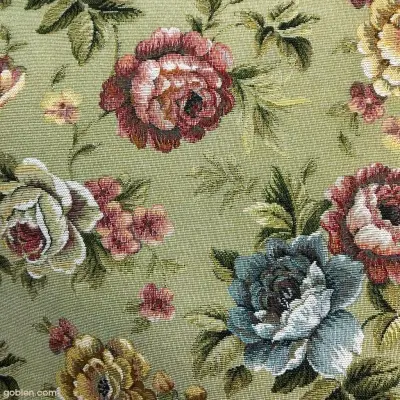 Tapestry Fabric, Upholstery 1st Quality, 859 Lice Patterned Green Color