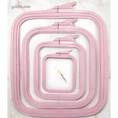 Nurge Screwed Plastic Square Hoops, Pink, 8 different sizes