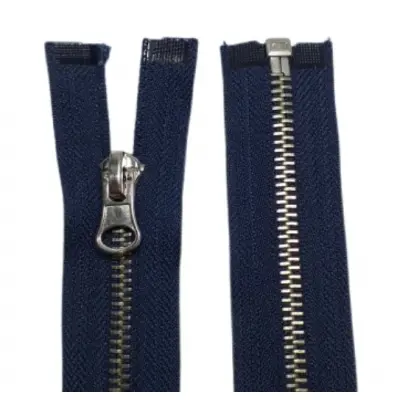 Metal Coat Zipper Blue Stripes