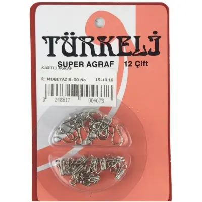 Türkeli Metal Agraf Set of 12, Silver Color