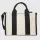 Tote Bag Günlük Mini Kadın Çantası, Kanvas Kumaş Çanta, Siyah Çizgili