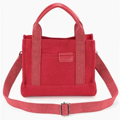 Tote Bag Günlük Mini Kadın Çantası, Kanvas Kumaş Çanta, Kırmızı