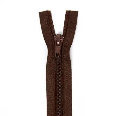 Düz Fermuar, Kırlent-Çanta-Elbise Fermuarı, 40-50-60cm Koyu Kahverengi