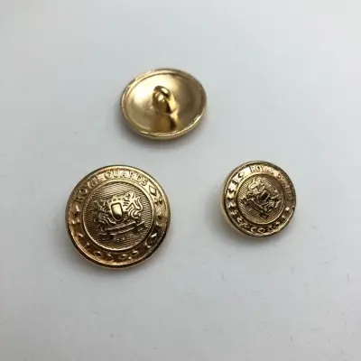 Metal Blazer Ceket Düğmesi, Altın Renk, 2 boy Seçeneği