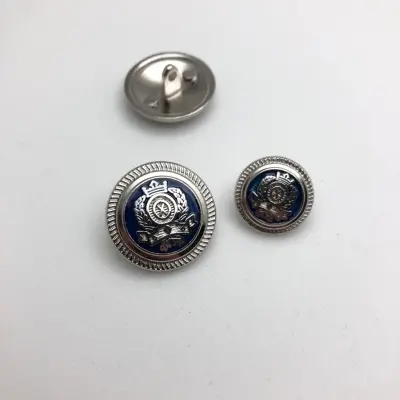 Metal Blazer Ceket Düğmesi, Gümüş-Saks Renk, 2 boy Seçeneği