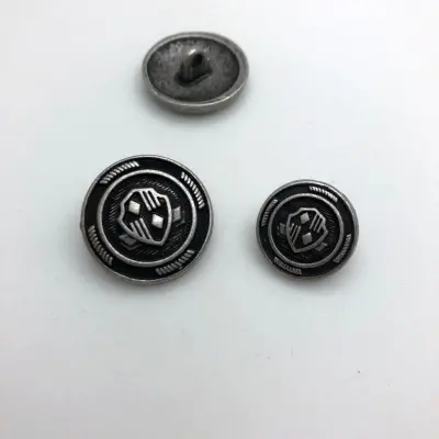 Metal Blazer Ceket Düğmesi, Gümüş Oksit Renk, 2 boy Seçeneği