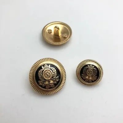 Metal Blazer Ceket Düğmesi, Altın-Siyah Renk, 2 boy Seçeneği
