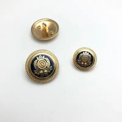 Metal Blazer Ceket Düğmesi, Altın-Lacivert Renk, 2 boy Seçeneği