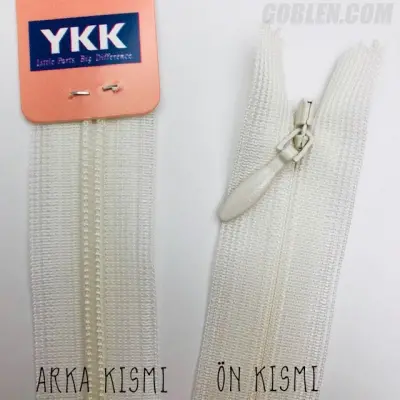 YKK Gizli Elbise Fermuarı 22cm Krem, 571