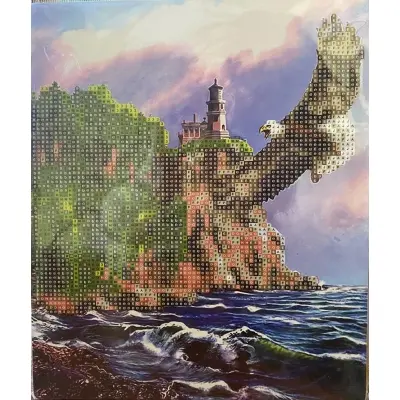 Boncuk Yapıştırmalı Resim Şövale Ayağı ile birlikte, Deniz Feneri
