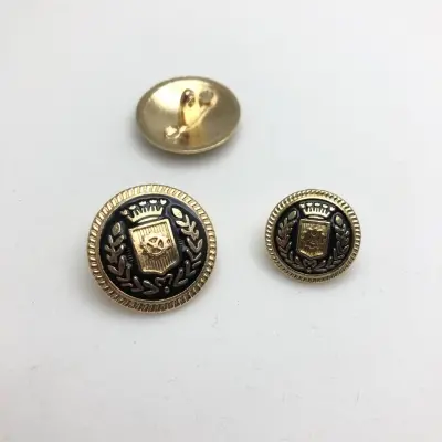 Metal Blazer Ceket Düğmesi, Altın-Siyah Renk, 2 boy Seçeneği