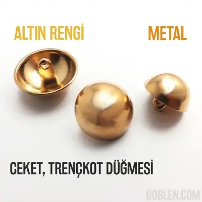 Metal Ceket Düğmesi,  Mantar Düğme, Altın Rengi, 3 boy